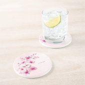 Dessous De Verre En Grès Aquarelle Fleurs roses Dessous de verre de grès (Côté)