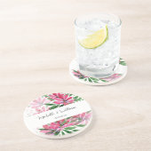 Dessous De Verre En Grès Aquarelle Florale Boho rose Monogramme (Côté)