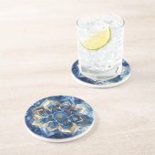 Dessous De Verre En Grès Aquarelle géométrique de couleur bleue (Côté)