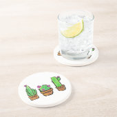 Dessous De Verre En Grès Aquarelle mignonne Cactus cactus succulents (Côté)