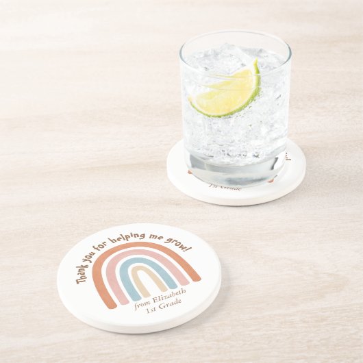 Dessous De Verre En Grès Aquarelle moderne Rainbow Teacher Merci (Côté)