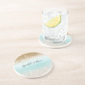 Dessous De Verre En Grès Aquarelle Ombre Gold Glitzy Parties scintillant (Côté)