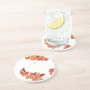 Dessous De Verre En Grès Aquarelle orange miroir compact