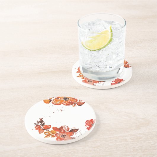 Dessous De Verre En Grès Aquarelle orange miroir compact (Côté)