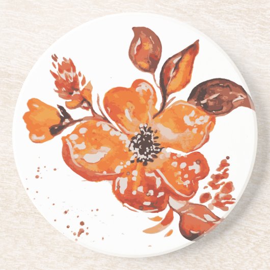 Dessous De Verre En Grès Aquarelle orange miroir compact (Devant)