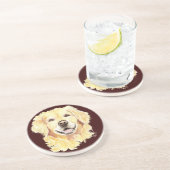 Dessous De Verre En Grès Aquarelle originale Golden Retriever, animal de co (Côté)