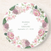 Dessous De Verre En Grès Aquarelle romantique Fleurs roses Mariage de jardi (Devant)