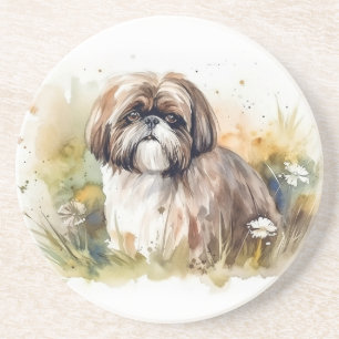 Dessous De Verre En Grès Aquarelle Shih Tzu
