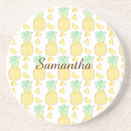 Dessous De Verre En Grès Aquarelle tropicale ananas (Devant)