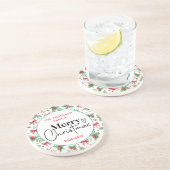 Dessous De Verre En Grès : Aquarelle Vert Grass - Fête de Noël (Côté)