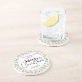 Dessous De Verre En Grès : Aquarelle Vert Grass - Fête de Noël (Côté)