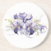 Dessous De Verre En Grès Aquarelle violet Iris Bouquet (Devant)
