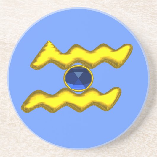 DESSOUS DE VERRE EN GRÈS AQUARIUS /GOLD ZODIAC BIJOU D'ANNIVERSAIRE (Devant)