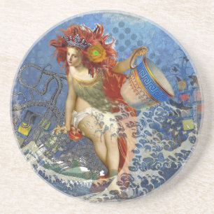 Dessous De Verre En Grès Aquarius Mermaid Bleu gothique