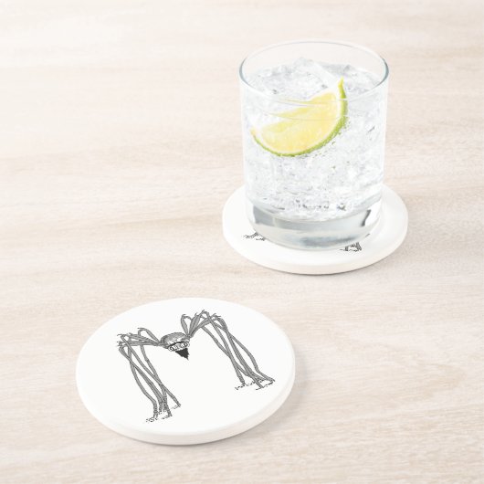 Dessous De Verre En Grès araignée . noir et blanc (Côté)