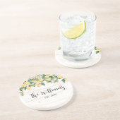 Dessous De Verre En Grès Arbre à Citron Jaune Monogrammé Bois Blanc (Côté)