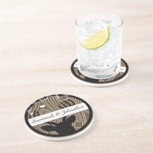 Dessous De Verre En Grès Arbre à grains de bois Enregistrer le Dessous de v