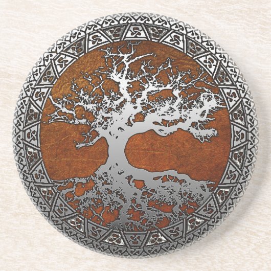 Dessous De Verre En Grès Arbre d'argent de la vie (Devant)