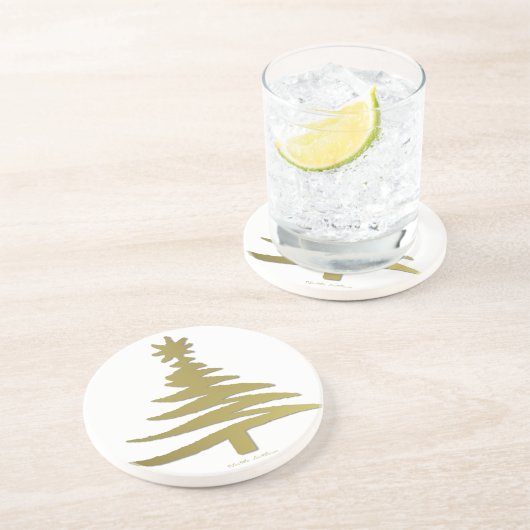 Dessous De Verre En Grès Arbre de Noël Or (Côté)