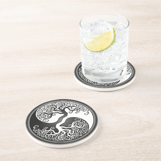 Dessous De Verre En Grès Arbre de Yin Yang (Côté)