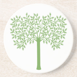 Dessous De Verre En Grès Arbre Vert Stylisé