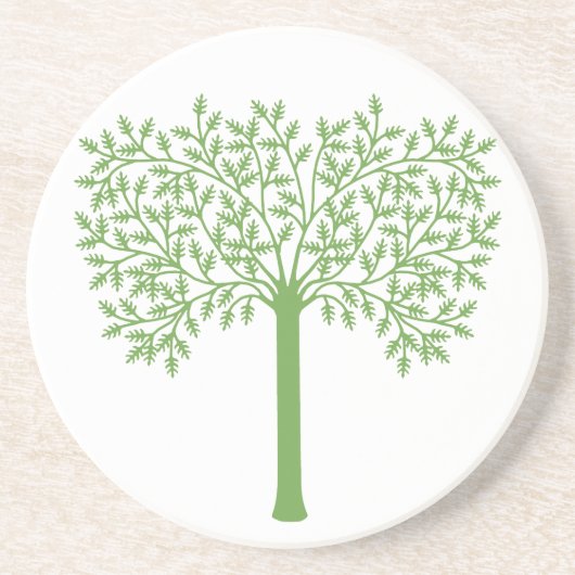 Dessous De Verre En Grès Arbre Vert Stylisé (Devant)
