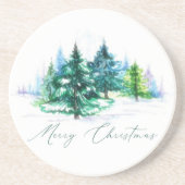 Dessous De Verre En Grès Arbres à l'aquarelle  (Devant)