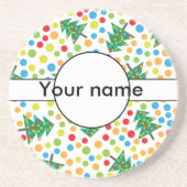 Dessous De Verre En Grès Arbres de Noël motif (Devant)