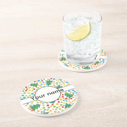 Dessous De Verre En Grès Arbres de Noël motif (Côté)