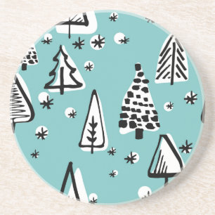 Dessous De Verre En Grès Arbres de Noël scandinaves : graphismes vintages.