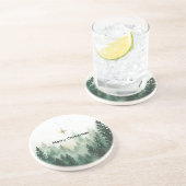 Dessous De Verre En Grès Arbres de Noël verts Gold Star (Côté)