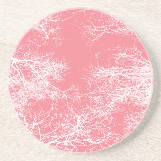 Dessous De Verre En Grès Arbres roses et blancs (Devant)