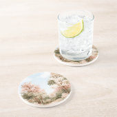 Dessous De Verre En Grès Arbres verts roses Ciels bleus (Côté)