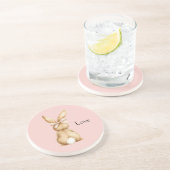 Dessous De Verre En Grès Arc de lapin rose queue blanche (Côté)