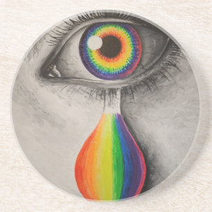 Dessous De Verre En Grès Arc-en-ciel affiche jeter oreiller trivet de pierr