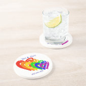 Dessous De Verre En Grès Arc-en-ciel de coeurs (Côté)