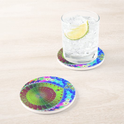 Dessous De Verre En Grès Arc-en-ciel des cercles (Côté)