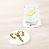 Dessous De Verre En Grès ARIES ZODIAC ANNIVERSAIRE JEWEL ROUGE RUBY, Or, bl (Côté)