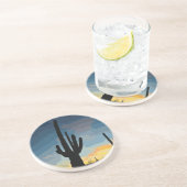 Dessous De Verre En Grès Arizona Saguaro Cactus Sunset sud-ouest (Côté)