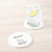 Dessous De Verre En Grès Arizona Simple Noir Blanc Désert Cactus Succulent (Côté)