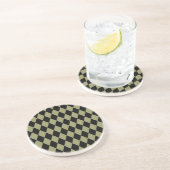 Dessous De Verre En Grès Arlequin Avocado et noir (Côté)
