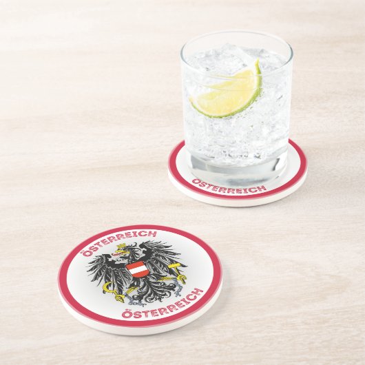Dessous De Verre En Grès Armoiries d'Autriche de forme circulaire  (Côté)
