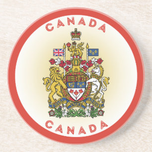 Dessous De Verre En Grès Armoiries du Canada Forme du cercle