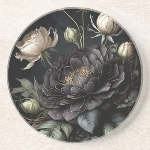 Dessous De Verre En Grès Arrangement gothique Rose Fleur noire
