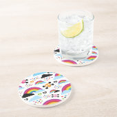 Dessous De Verre En Grès Arrière - plan adolescent de crâne d'arc-en-ciel (Côté)