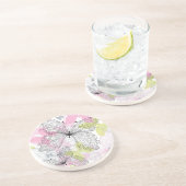 Dessous De Verre En Grès Arrière - plan avec le papillon (Côté)