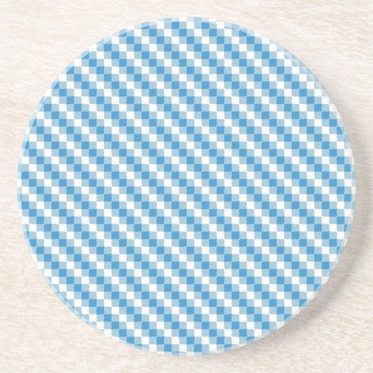 Dessous De Verre En Grès arrière - plan Bleu-blanc de carrés (Devant)