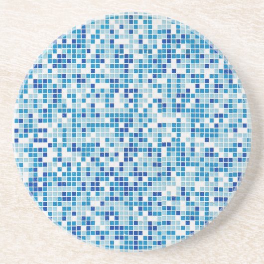 Dessous De Verre En Grès Arrière - plan de carreaux bleus (Devant)