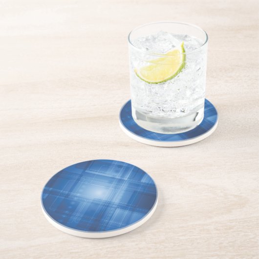 Dessous De Verre En Grès Arrière - plan de pointe bleu-foncé (Côté)