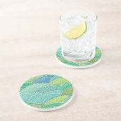 Dessous De Verre En Grès Arrière - plan des vagues vertes abstraites (Côté)